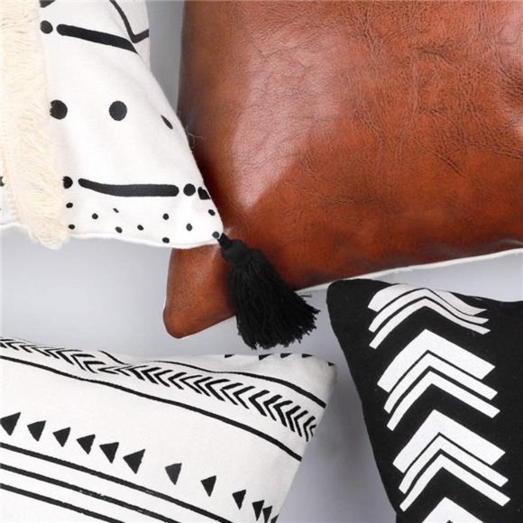 Boho Throw Pillow Covers 18x18 Inch Set of 4 Modern Farmhouse Neutral Decor - Picture 13 of 14